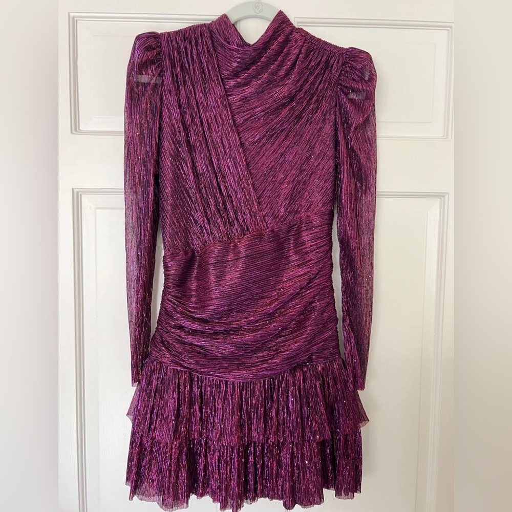 Sabina musayev purple glitter angela mini dress size M